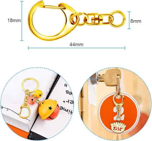 Roctee 120 Pcs Key Chain Clip D Snap Hook Split Metal Keychain with Chain, Keychain Parts Hardware with Open Jump Ring and Connector, DIY Crafts K...